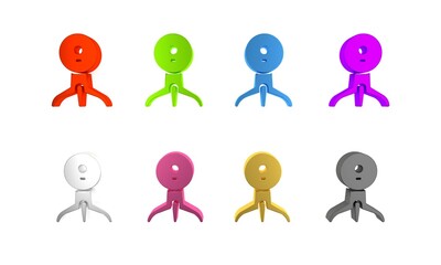 Colorful Web camera icon isolated on white background. Chat camera. Webcam icon. Minimalism concept. 3D render illustration