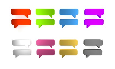 Obraz premium Colorful Speech bubble chat icon isolated on white background. Message icon. Communication or comment chat symbol. Minimalism concept. 3D render illustration