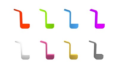 Colorful Kitchen ladle icon isolated on white background. Cooking utensil. Cutlery spoon sign. Minimalism concept. 3D render illustration