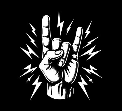 rock metal hand gesture hand drawn sketch vector