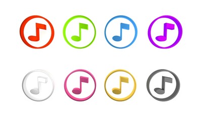 Colorful Music note, tone icon isolated on white background. Minimalism concept. 3D render illustration
