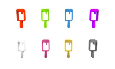 Colorful Ice cream icon isolated on white background. Sweet symbol. Minimalism concept. 3D render illustration