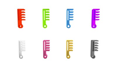 Colorful Hairbrush icon isolated on white background. Comb hair sign. Barber symbol. Minimalism concept. 3D render illustration