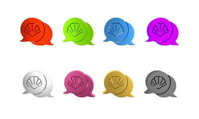 Colorful Scallop sea shell icon isolated on white background. Seashell sign. Minimalism concept. 3D render illustration