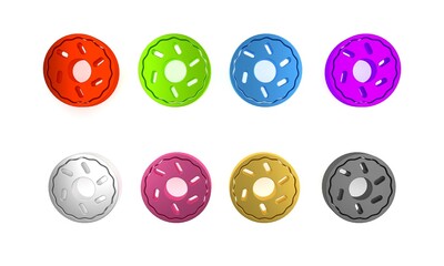 Colorful Donut with sweet glaze icon isolated on white background. Minimalism concept. 3D render illustration