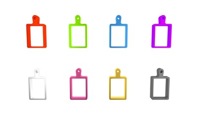 Colorful Cutting board icon isolated on white background. Chopping Board symbol. Minimalism concept. 3D render illustration