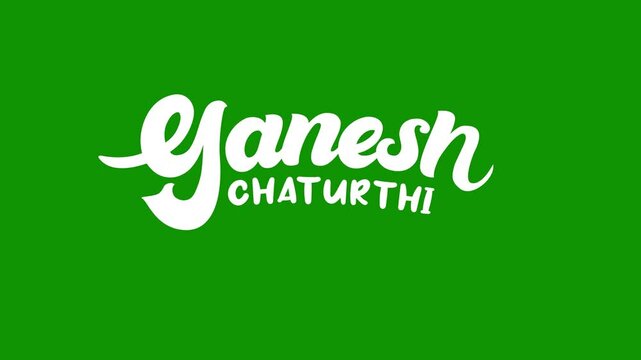 Ganesh Chaturthi Animation Text With Green Screen.