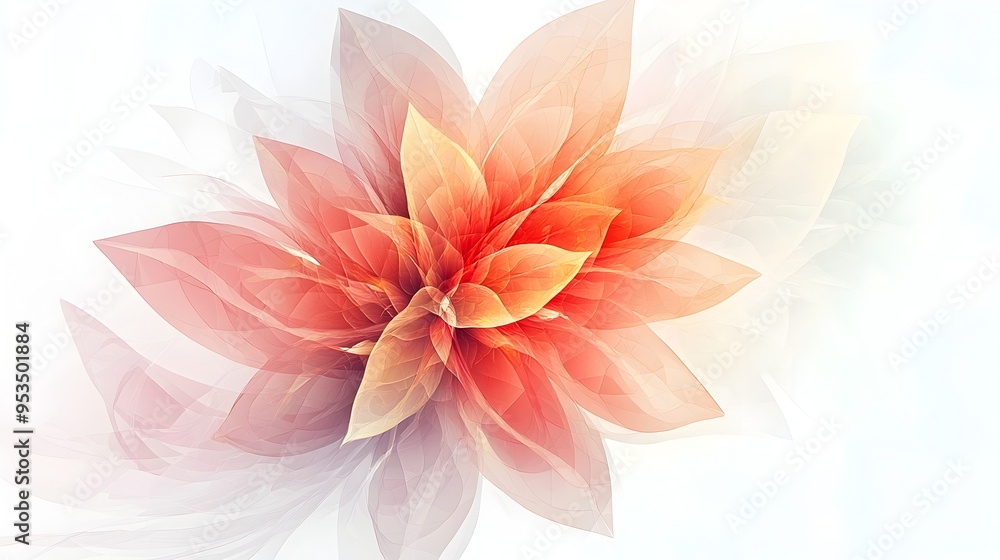 Aufkleber glowing abstract flower with sharp geometric petals on clean white backdrop