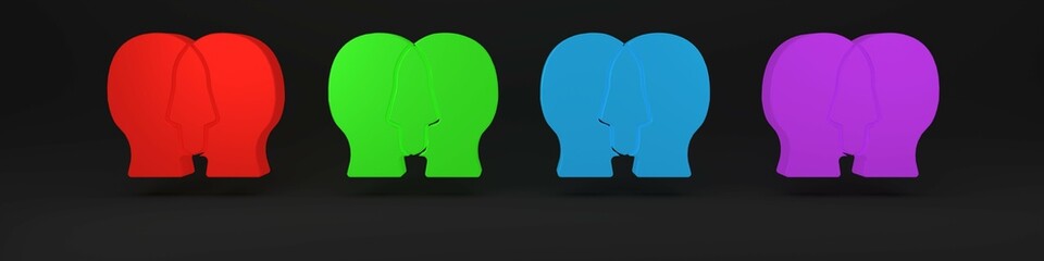Colorful Bipolar disorder icon isolated on black background. Minimalism concept. 3D render illustration