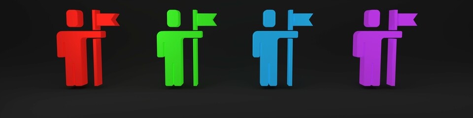 Colorful Leader of a team of executives icon isolated on black background. Minimalism concept. 3D render illustration