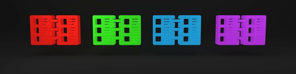 Colorful Restaurant cafe menu icon isolated on black background. Minimalism concept. 3D render illustration