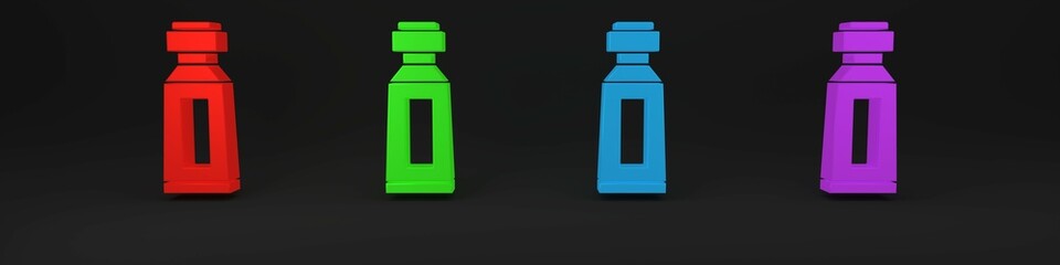 Colorful Tube of toothpaste icon isolated on black background. Minimalism concept. 3D render illustration