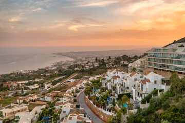 Sunset view of the luxurious Marbella resort town, Costa del Sol, Andalusia, Spain