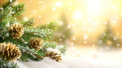 Obraz premium christmas background with fir tree and snow 