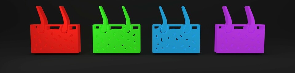 Colorful Hair covering skin icon isolated on black background. Hair follicle. Minimalism concept. 3D render illustration