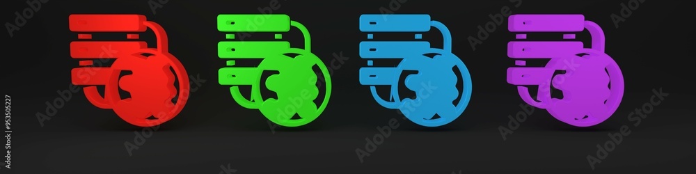 Poster colorful network cloud connection icon isolated on black background. social technology. cloud comput
