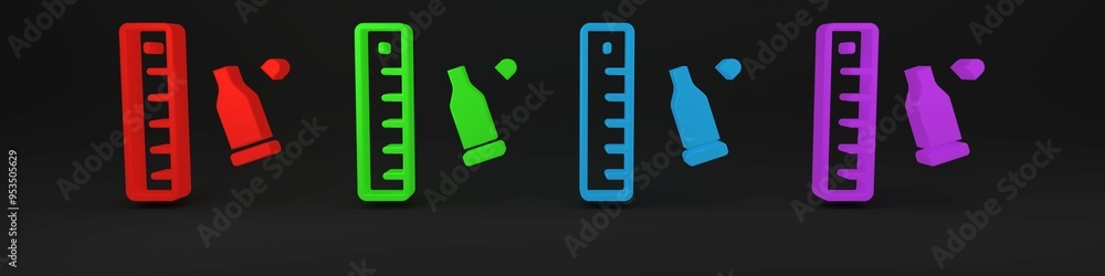 Poster colorful bullet casing as a piece of evidence placed with forensic ruler for documentation icon isol