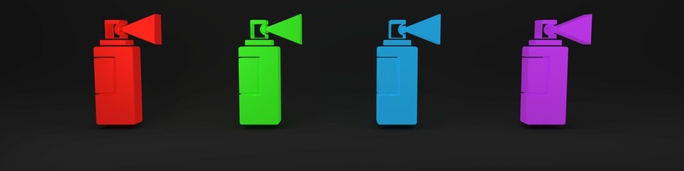 Colorful Perfume icon isolated on black background. Minimalism concept. 3D render illustration