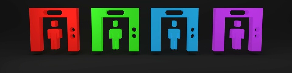 Colorful Lift icon isolated on black background. Elevator symbol. Minimalism concept. 3D render illustration