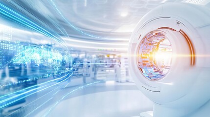 Fototapeta premium A hightech facility focused on infrastructure optimization, showcasing machines that enhance workflow and improve communication