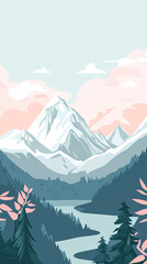 Fototapeta premium Tranquil Mountain Vista: A Serene Escape in Nature's Embrace