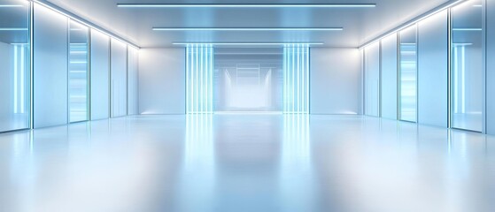 Obraz premium A hightech warehouse designed with infrastructure that enhances machine efficiency and streamlines communication processes
