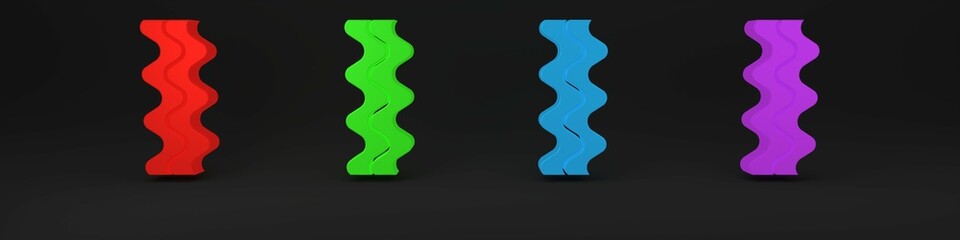 Colorful Bacon stripe icon isolated on black background. Minimalism concept. 3D render illustration