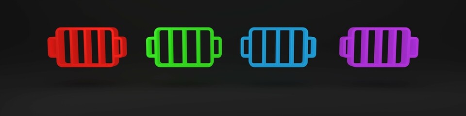 Colorful Barbecue grill icon isolated on black background. BBQ grill party. Minimalism concept. 3D render illustration