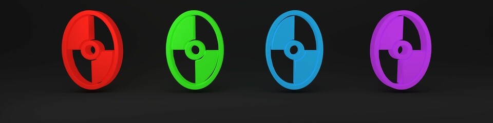 Colorful Greek shield with greek ornament icon isolated on black background. Minimalism concept. 3D render illustration