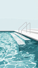 A Tranquil Poolside: Steps Leading to Refreshing Waters