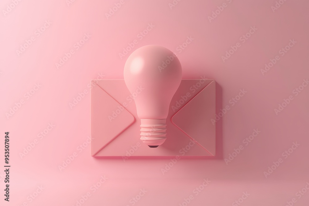 Poster a light bulb is inside an envelope on a background