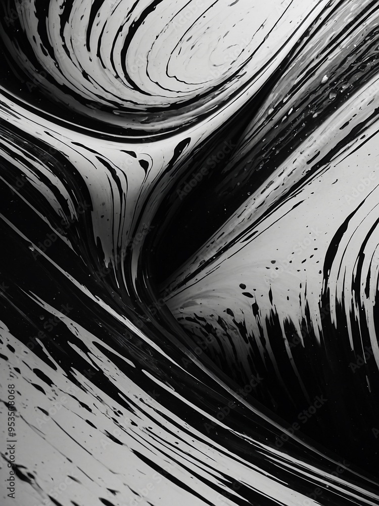 Poster a dynamic black and white abstract design featuring lines and splashes.