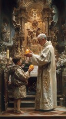 Obraz premium Eucharistic Host Church Communion Christianity Religion Spiritual Symbol