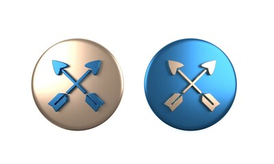 Colorful Crossed arrows icon isolated on white background. Circle button. 3D render illustration