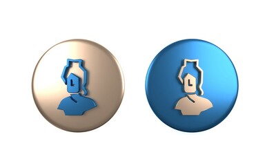 Colorful Ancient bust sculpture icon isolated on white background. Circle button. 3D render illustration