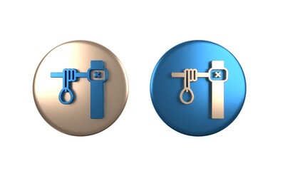Fototapeta premium Colorful Gallows rope loop hanging icon isolated on white background. Rope tied into noose. Suicide, hanging or lynching. Circle button. 3D render illustration