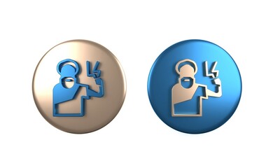 Obraz premium Colorful Zeus icon isolated on white background. Greek god. God of Lightning. Circle button. 3D render illustration