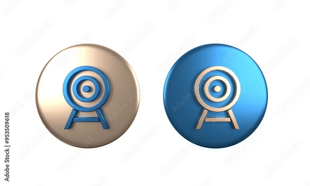 Poster colorful target with arrow icon isolated on white background. dart board sign. archery board icon. d
