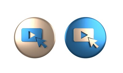 Colorful Advertising icon isolated on white background. Concept of marketing and promotion process. Responsive ads. Social media advertising. Circle button. 3D render illustration