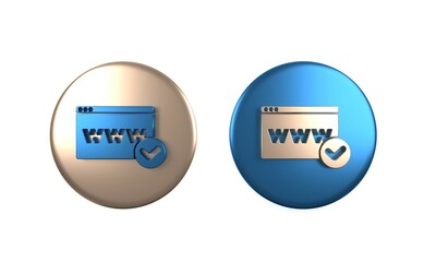 Colorful Website template icon isolated on white background. Internet communication protocol. Circle button. 3D render illustration