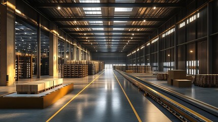 Fototapeta premium A modern warehouse designed with cuttingedge infrastructure that supports the efficient operation of machines and enhances communication