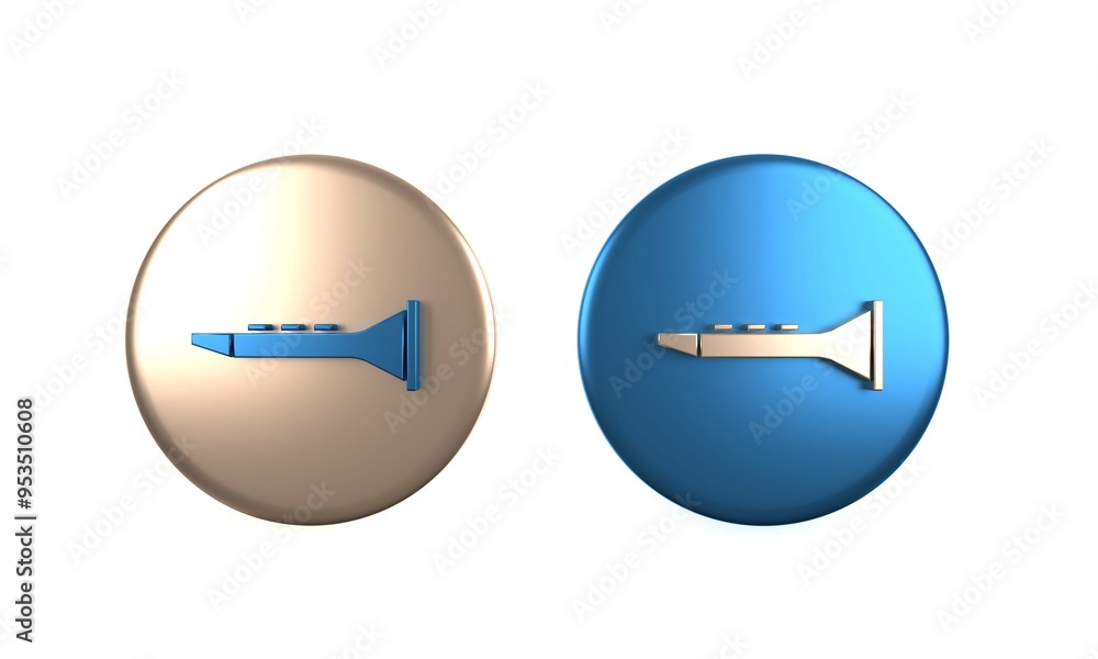 Poster colorful clarinet icon isolated on white background. musical instrument. circle button. 3d render il