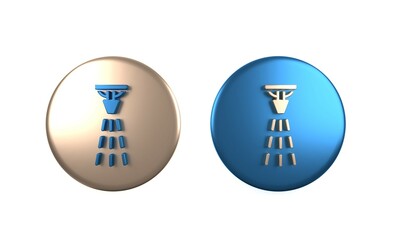 Colorful Fire sprinkler system icon isolated on white background. Sprinkler, fire extinguisher solid icon. Circle button. 3D render illustration