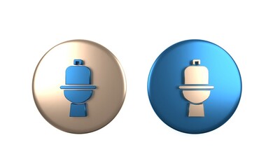 Obraz premium Colorful Toilet bowl icon isolated on white background. Circle button. 3D render illustration