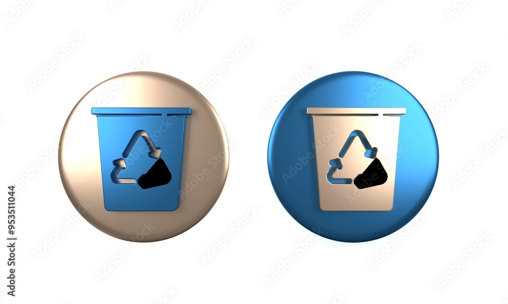 Poster colorful recycle bin with recycle symbol icon isolated on white background. trash can icon. garbage 
