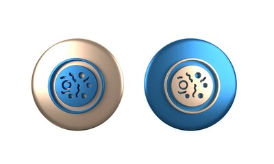 Colorful Petri dish with bacteria icon isolated on white background. Circle button. 3D render illustration