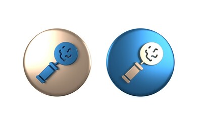 Colorful Microorganisms under magnifier icon isolated on white background. Bacteria and germs, cell cancer, microbe, virus, fungi. Circle button. 3D render illustration