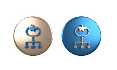 Colorful Genetically modified food icon isolated on white background. GMO fruit. Circle button. 3D render illustration