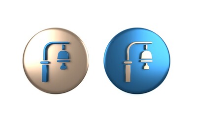 Obraz premium Colorful Train station bell icon isolated on white background. Circle button. 3D render illustration