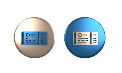 Colorful Train ticket icon isolated on white background. Travel by railway. Circle button. 3D render illustration